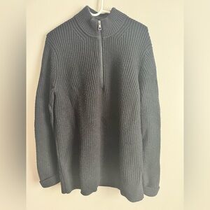 Quince Women Australian Merino Wool Half Zip Sweater Black Outerwear large